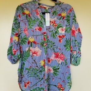 fun2fun / Stitch Fix floral striped blouse BNWT